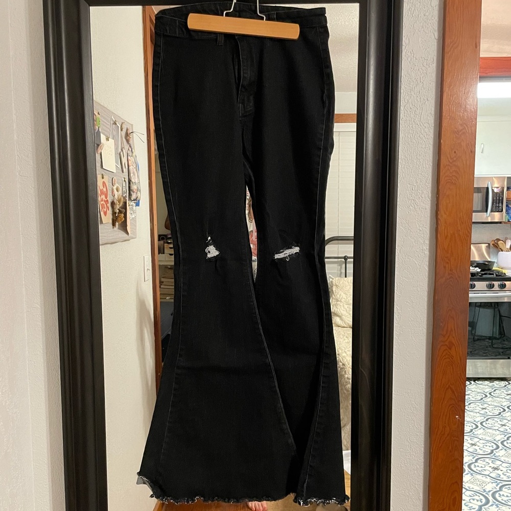 Black Bell Bottoms with Rips